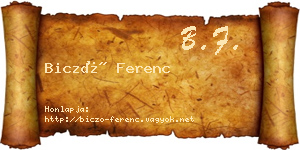 Biczó Ferenc névjegykártya